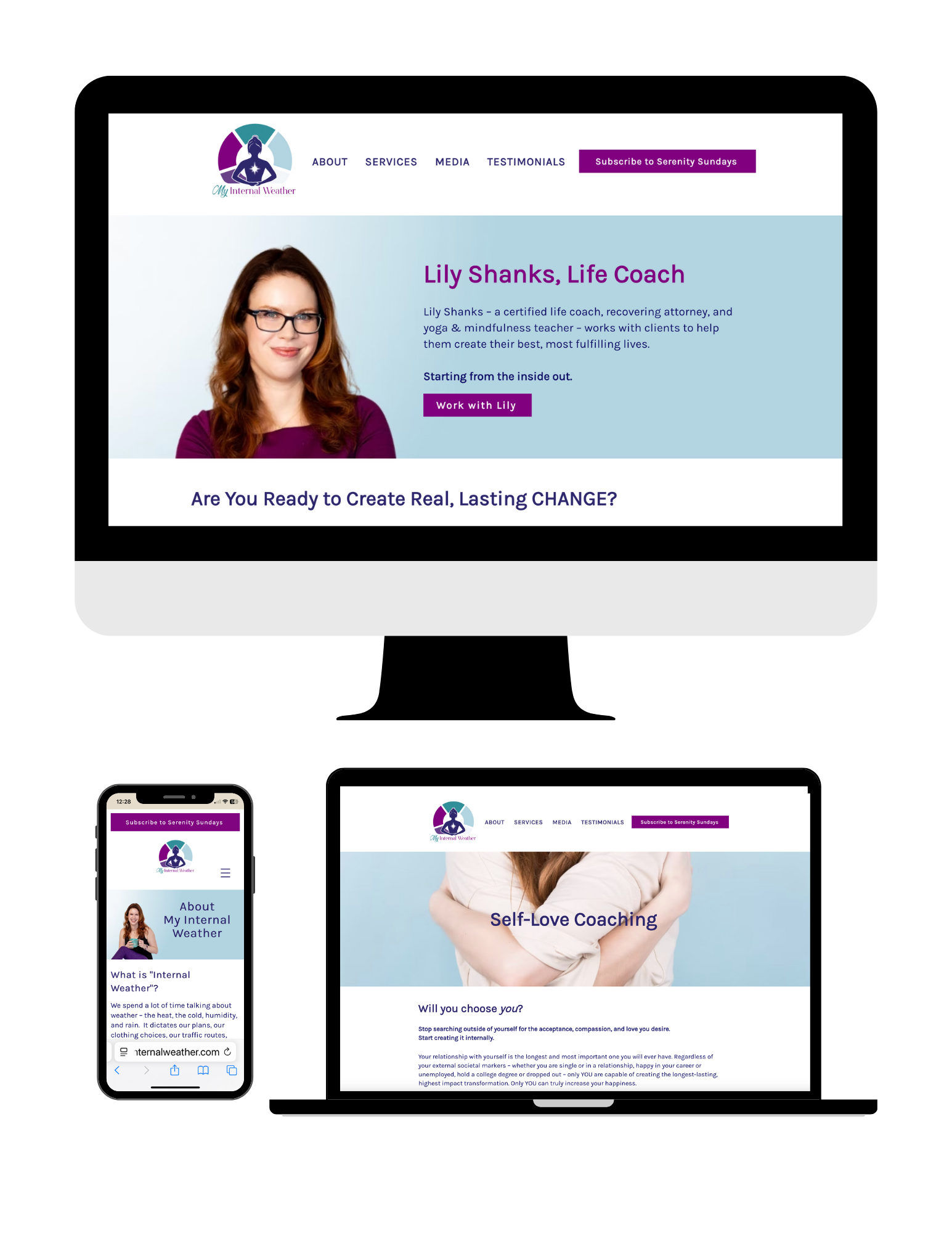Website design for executive coach and consultant Jill Helmer Consulting and Coaching. Shown as an example of website design for coaches that Thrive PR has done.
